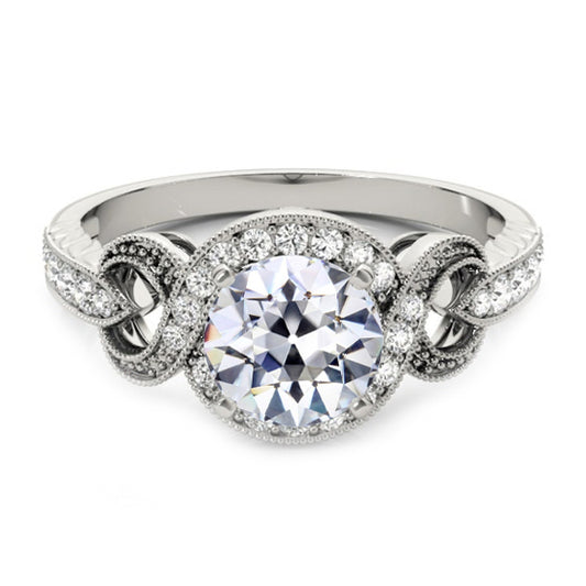 Halo Old Miner Cut Diamond Ring Vintage Style