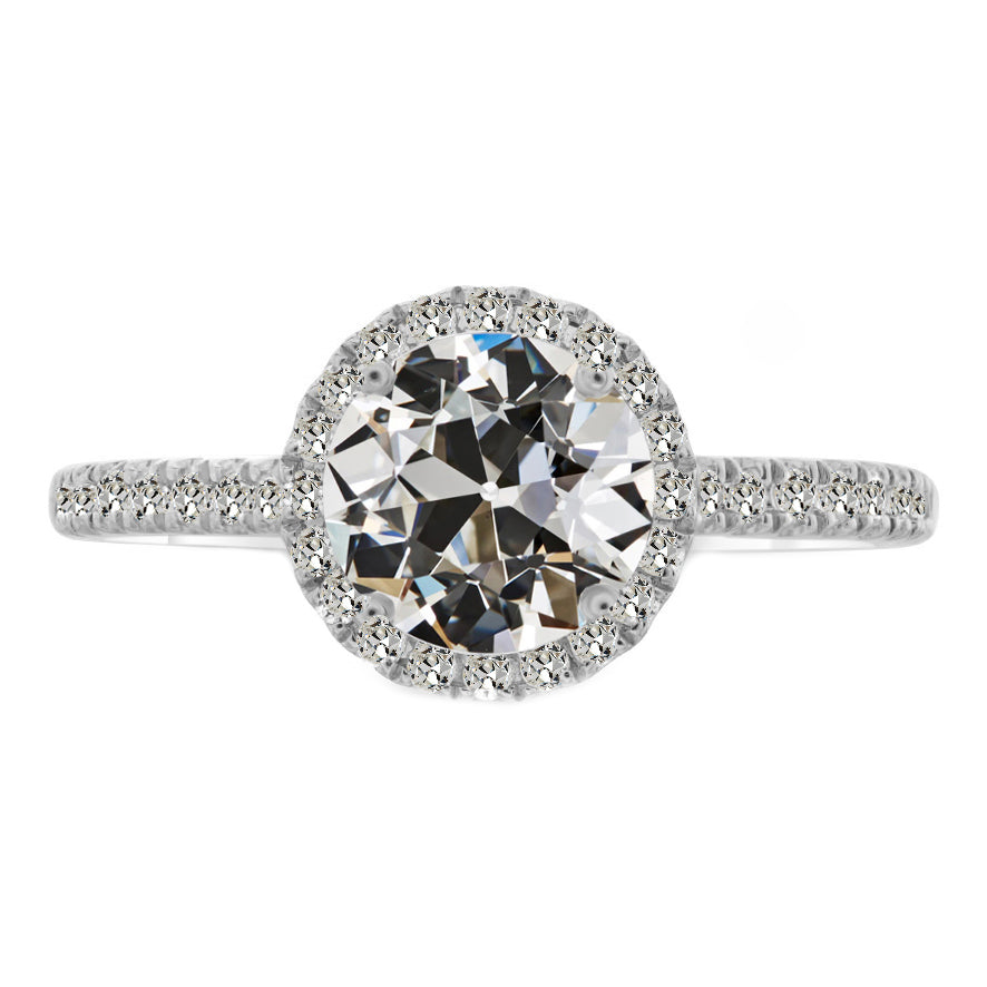 Halo Old Cut Round Diamond Engagement Ring 3.50 Carats