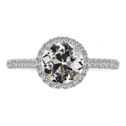 Halo Old Cut Round Diamond Engagement Ring 3.50 Carats