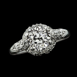 Halo Old Cut Round Natural Earth Mined Diamond Ring 3 Carats Ladies Gold Jewelry