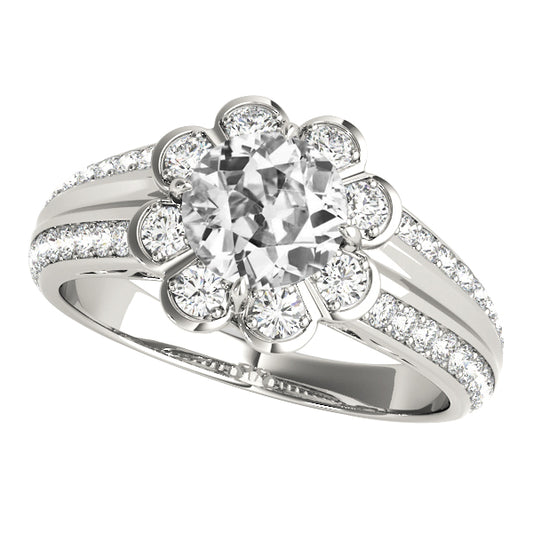 Halo Old Miner Round Diamond Ring
