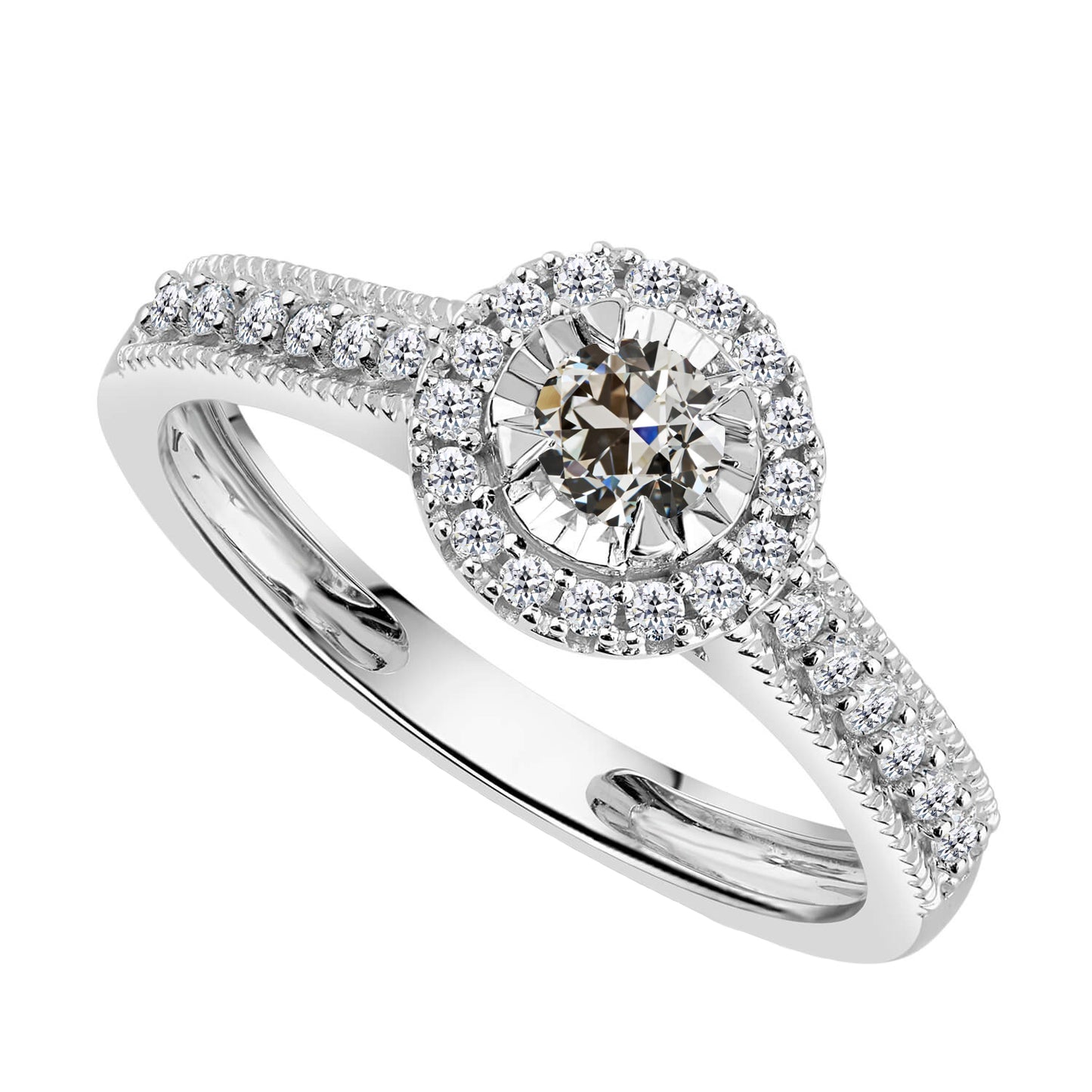 natural round diamond 3ct ring front view