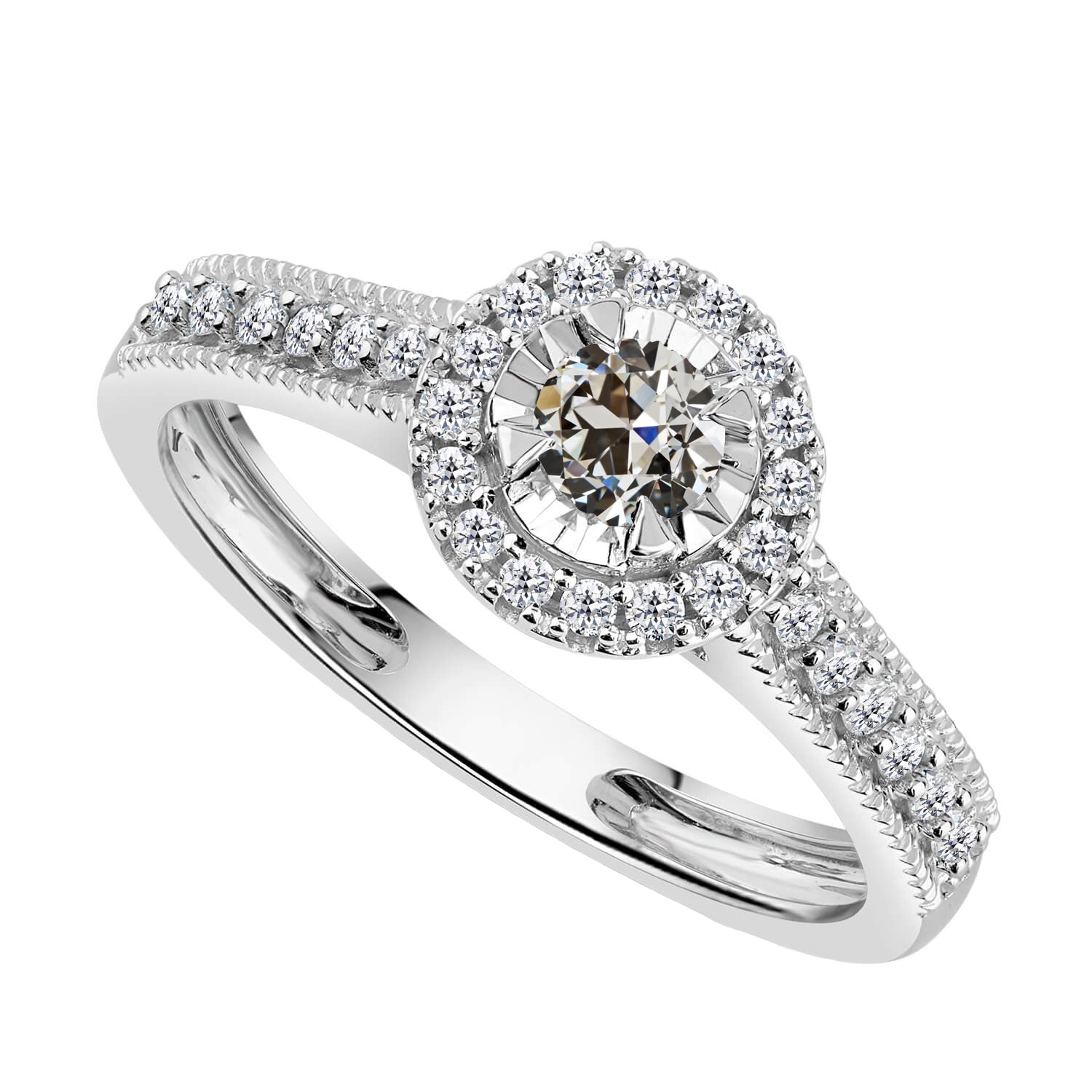 natural round diamond 3ct ring front view