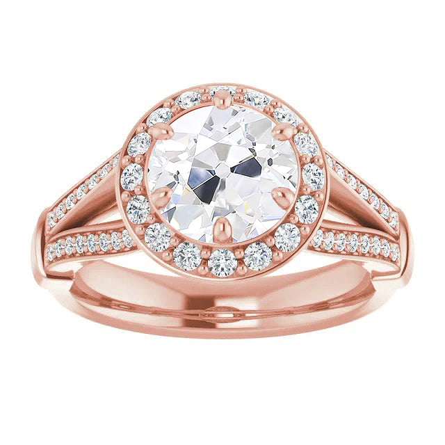 Halo Old Miner Diamond Ring Rose Gold