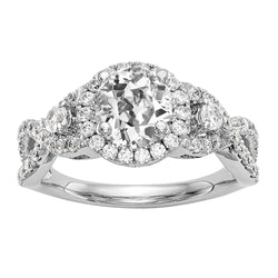 Halo Old Mine Cut Diamond Ring Twisted Shank Jewelry 5.50 Carats