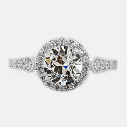 Halo Old Mine Cut Diamond Ring With Accents 2.75 Carats Vintage Style