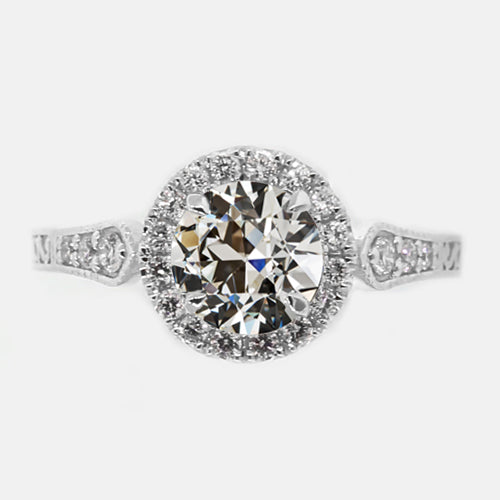 Halo Old Mine Cut Round Diamond Ring