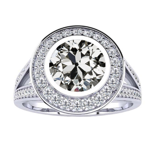 natural round diamond 3.50ct ring front view
