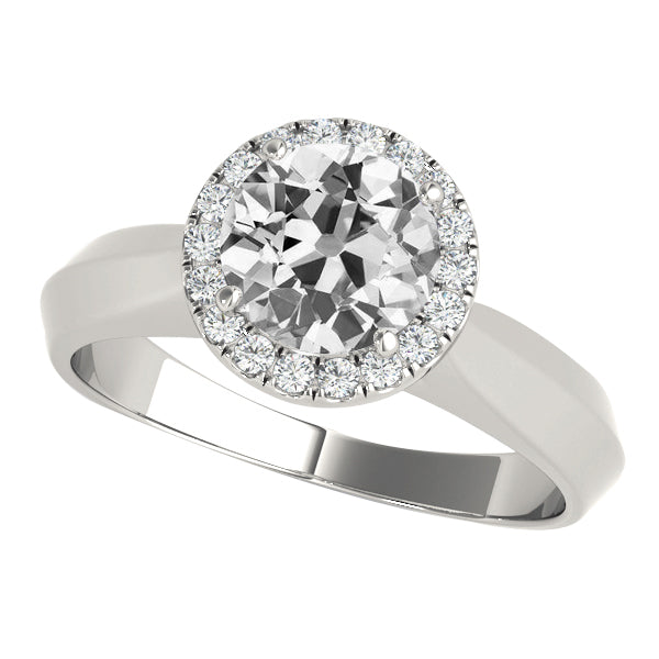 Halo Old Miner Diamond Engagement Ring White Gold