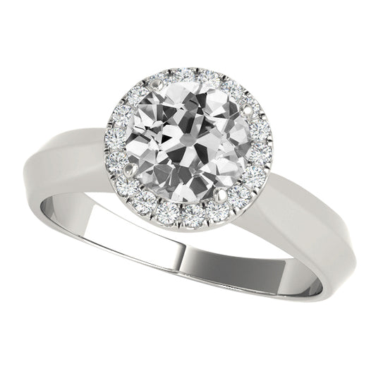 Halo Old Miner Diamond Engagement Ring White Gold