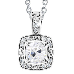 Halo Old Miner Natural Earth Mined Diamond Pendant 3.50 Carats Milgrain Slide With Chain