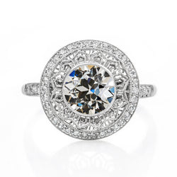 Halo Old Miner Diamond Ring Bezel Milgrain Antique Style 3.25 Carats
