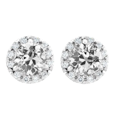 Halo Old Miner Diamond Studs 8 Carats Prong Set