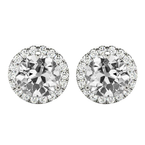natural round diamond 6ct earring front view