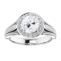 Halo Old Miner Natural Earth Mined Diamond With Triple-Row Accents Prong Set 5.50 Carats