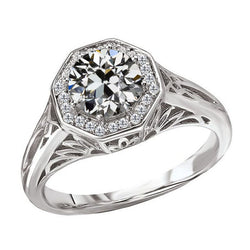 Halo Old Miner Wedding Diamond Vintage Style Ring 3 Carats