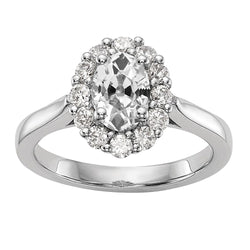 Halo Oval Old Cut Diamond Engagement Ring 3.50 Carats Ladies Jewelry