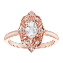 Halo Oval Old Cut Natural Earth Mined Diamond Ring Prong Set Milgrain Shank 2.75 Carats