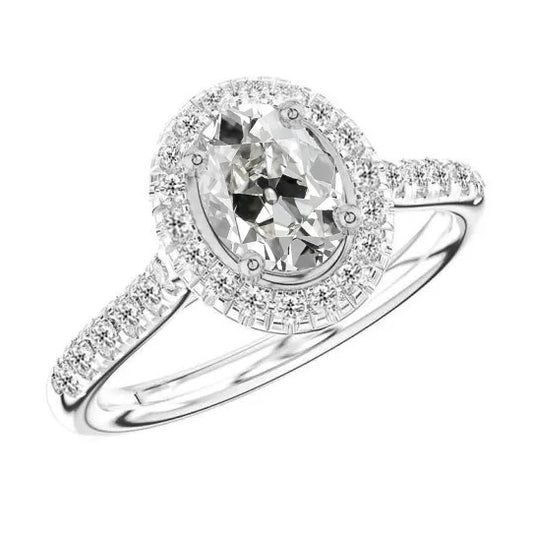 Halo Oval Old Miner Diamond Anniversary Ring 4.50 Carats