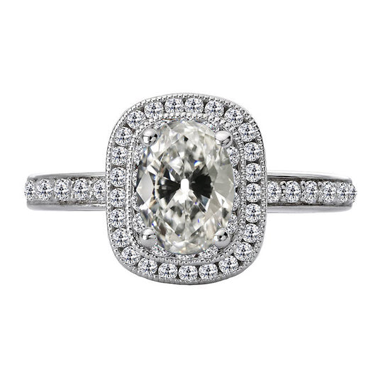 Halo Oval Old Miner Diamond Engagement Ring