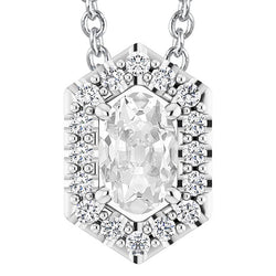 Halo Oval Old Miner Natural Earth Mined Diamond Pendant White Gold With Chain 7.50 Carats