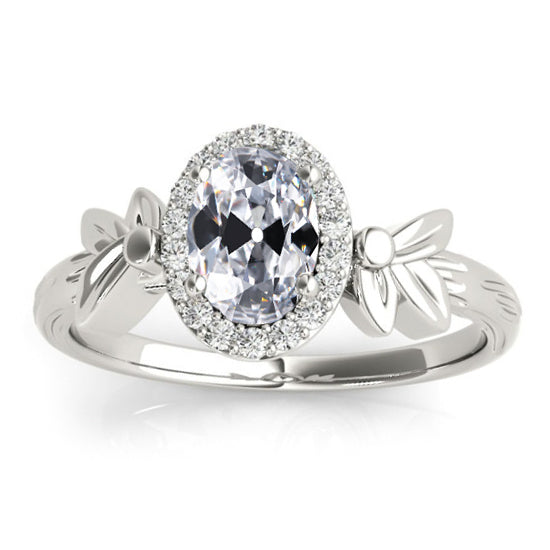 Halo Oval Old European Diamond Ring 