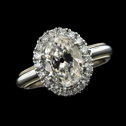 Halo Oval Old Miner & Round Real Natural Earth Mined Diamond Ring 7.25 Carats Vintage Style