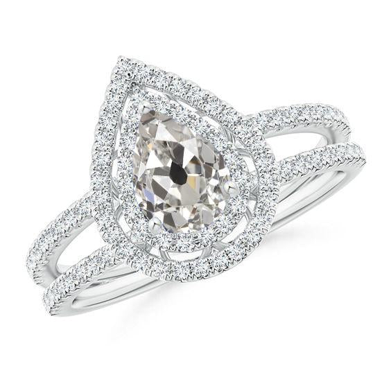 Halo Pear Diamond Engagement Ring