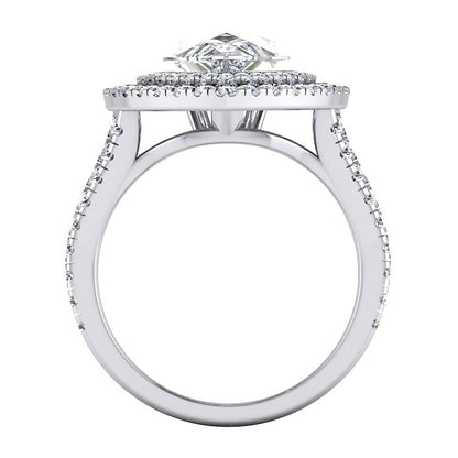 Halo Pear Diamond Ring Cathedral Setting