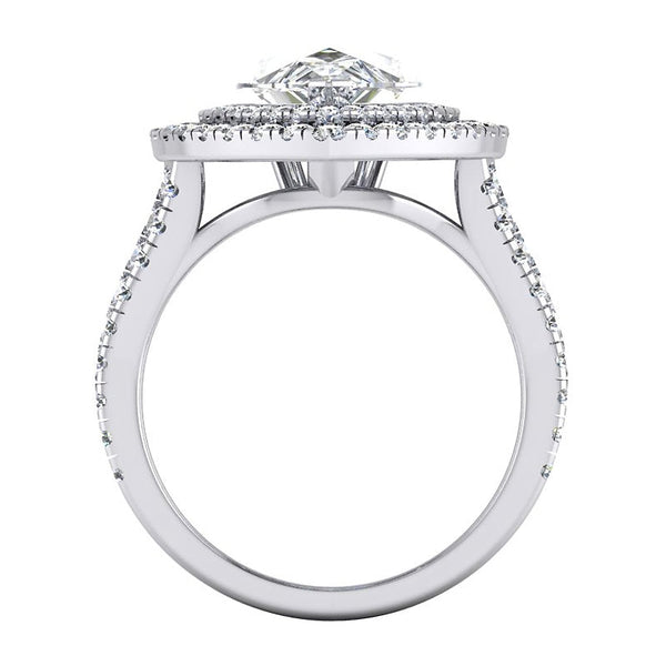 Halo Pear Diamond Ring Cathedral Setting