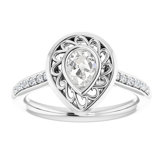 Halo Old Miner Diamond Ring With Accents Bezel Set