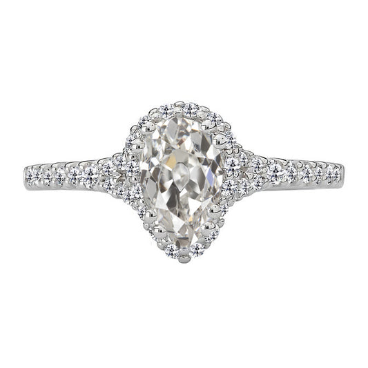 Halo Old Miner Cut Diamond Wedding Ring White Gold