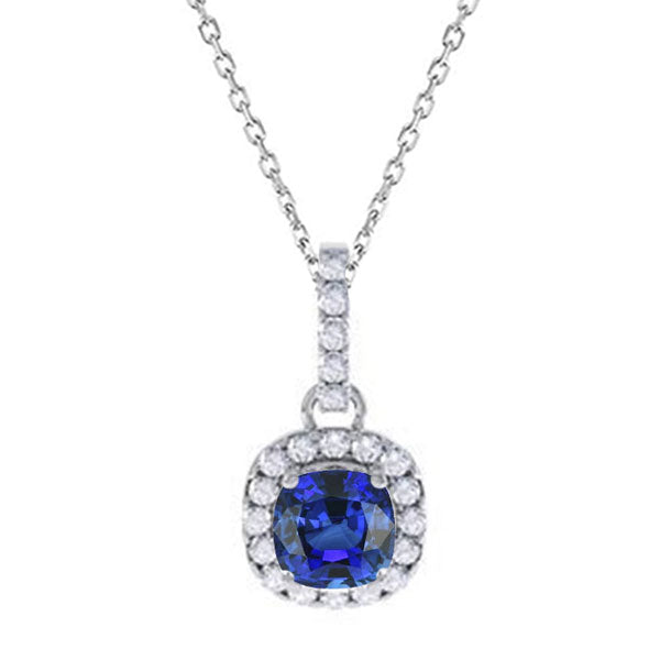 Halo Pendant Ceylon Sapphire Diamond