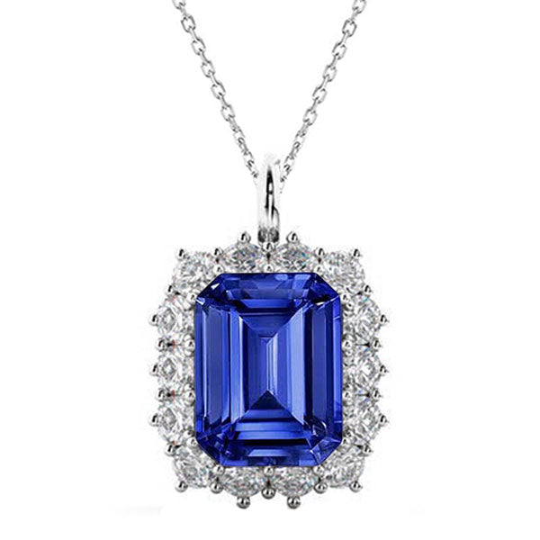 Halo Pendant Blue Sapphire Diamond
