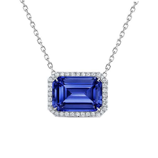 Pendant Emerald Ceylon Sapphire & Round Diamond