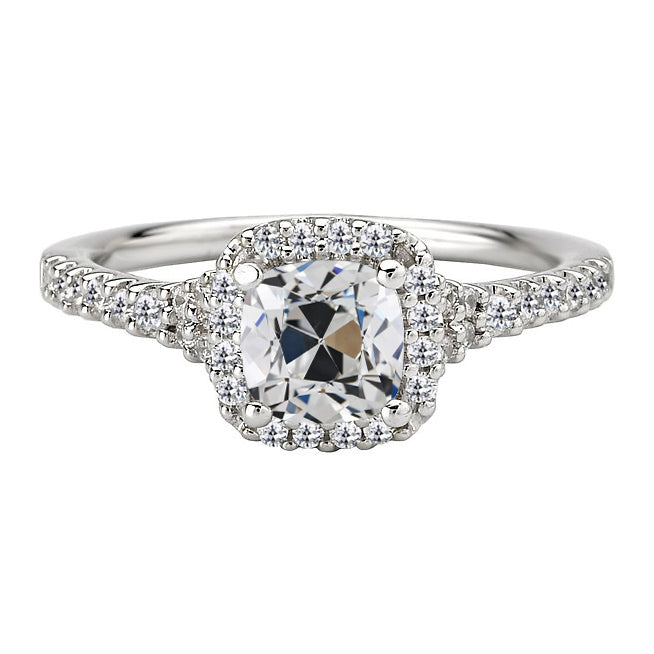 Halo Ring Old Miner Diamond White Gold