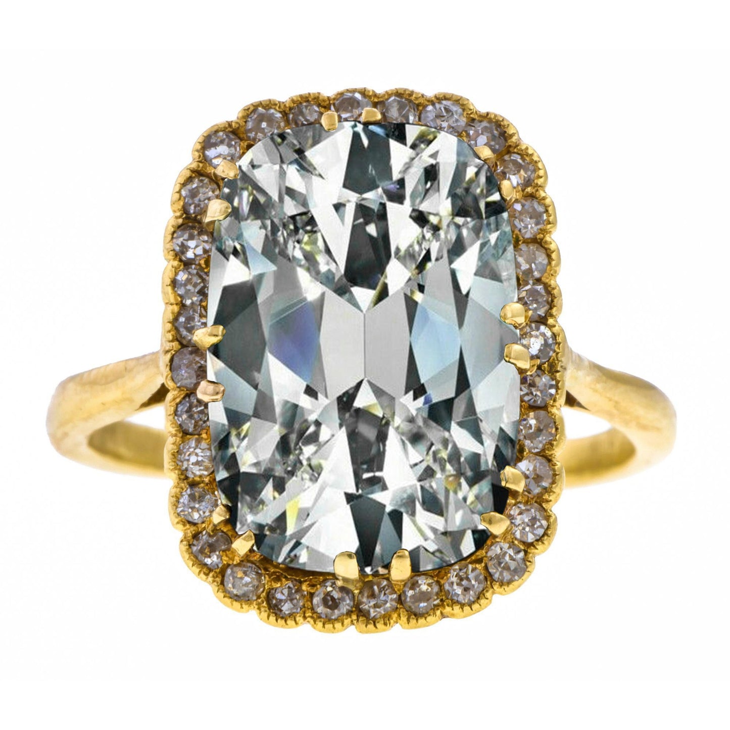 Halo Ring Old Miner Diamond Double Prong Set