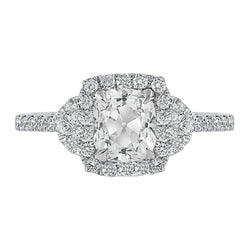 Halo Ring Cushion Old Miner Natural Earth Mined Diamonds Prong Set 4 Carats Gold Jewelry