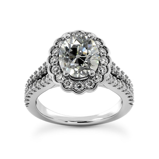 natural round diamond 6ct ring front view