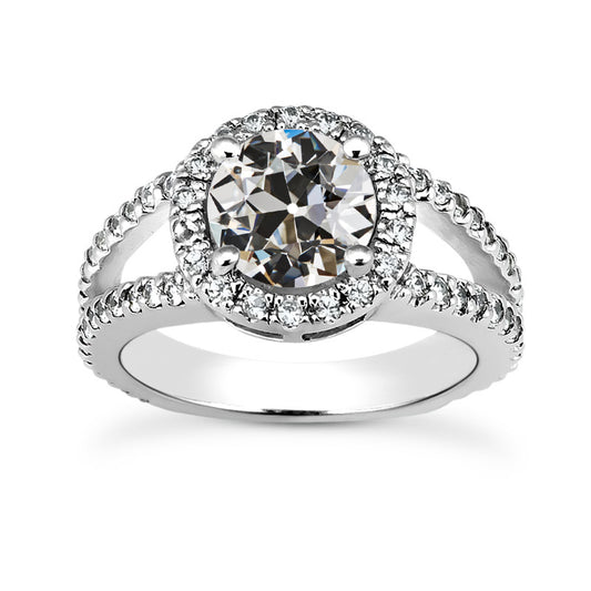 Halo Ring Old Miner Cut Diamond Gold