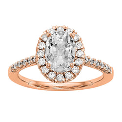 Halo Ring Oval Old Mine Cut Natural Earth Mined Diamond Fishtail Set 4.50 Carats Rose Gold