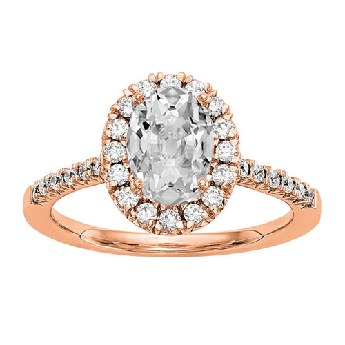Halo Ring Oval Old Mine Cut Diamond