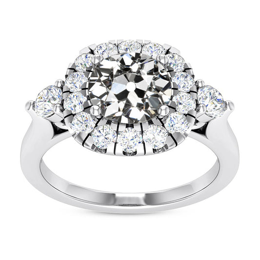 Halo Ring Round Old European Diamond