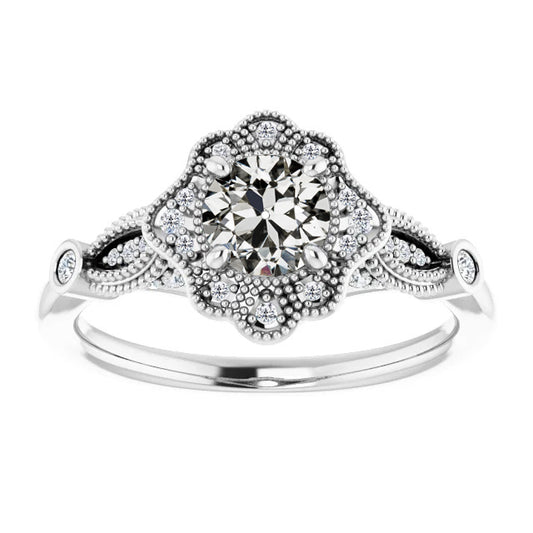Halo Ring Old Miner Cut Diamond