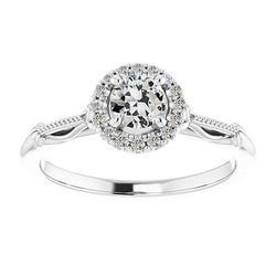 Halo Ring Round Old Mine Cut Natural Earth Mined Diamond Vintage Style 2.50 Carats