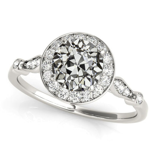 Halo Ring Round Old European Diamond