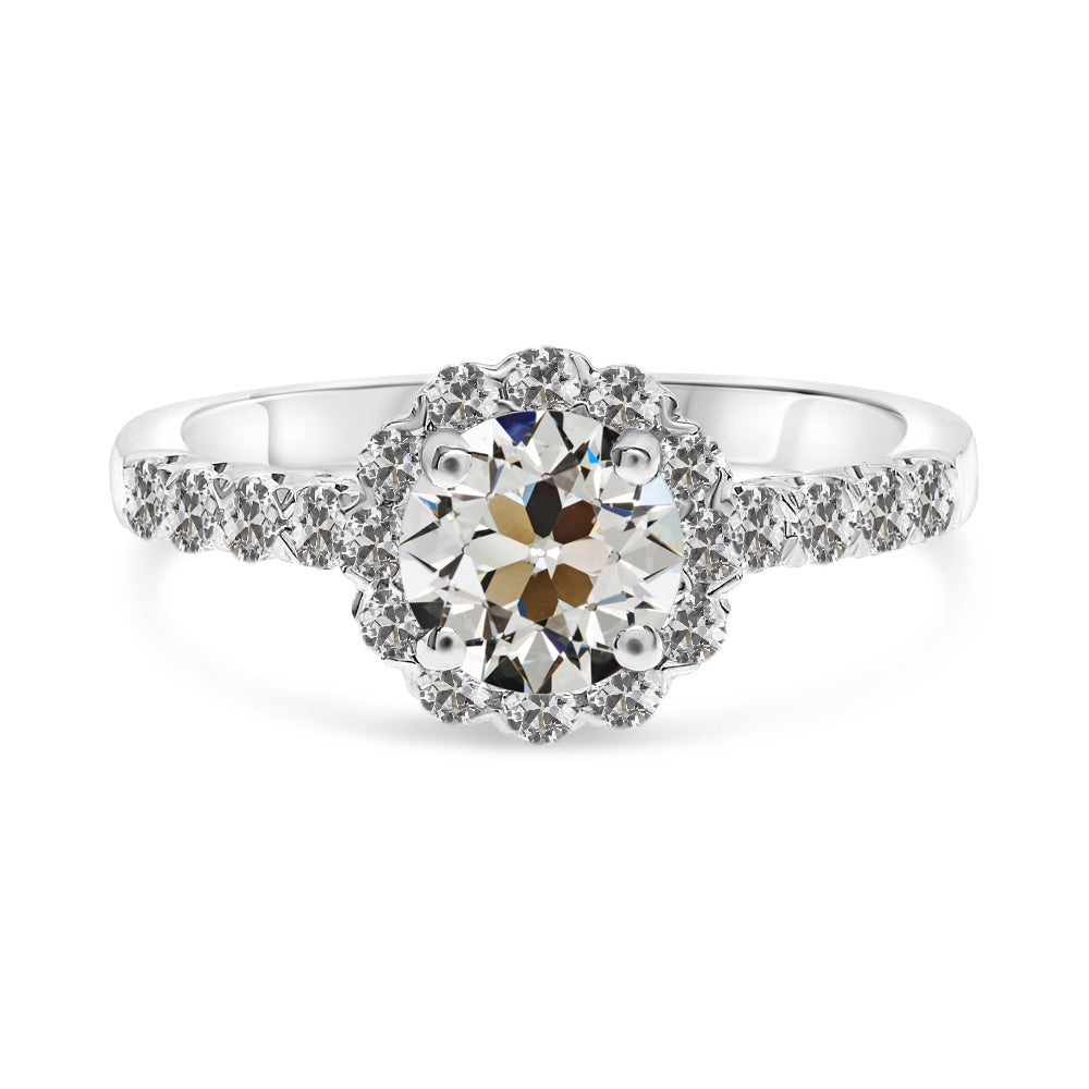 Halo Ring Old Miner Diamond White Gold