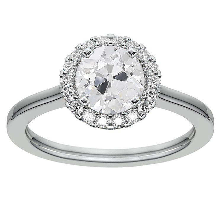 Halo Ring Round Old Miner Diamond 4.50 Carats