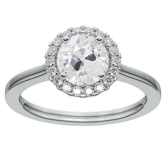 Halo Ring Round Old Miner Diamond 4.50 Carats