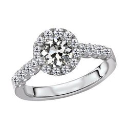 Halo Ring Round Old Miner Diamond 6 Carats Women's Jewelry